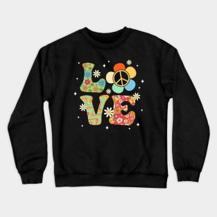 Love Peace Sign 60's 70's Costume Party Outfit Groovy Hippie Crewneck Sweatshirt